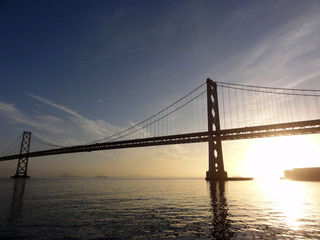 Fototapeta na wymiar San Francisco side of Bay Bridge at sunrise
