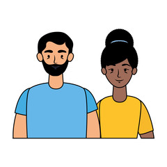 young interracial couple avatars characters