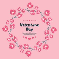 Template valentine day, with leaf flower frame texture. Vector