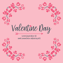 Template valentine day, with leaf flower frame texture. Vector
