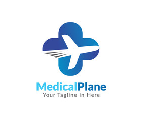 Obraz premium cross Medical air plane logo design inspiration