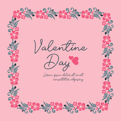 Card collection of valentine day with graphic leaf flower frame. Vector