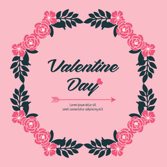 Creative banner of valentine day, february, with bright pink flower frame. Vector