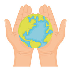 hands lifting world planet earth