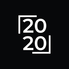 2020 logo or new year celebration in the form of dark mode that can be used for calendars, smartphones, tablets, laptops, calendars, banners, books, posters or others.