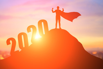 silhouette of businessman with 2020
