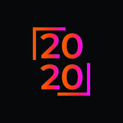 2020 logo or new year celebration in the form of gradations or dark modes that can be used for calendars, smartphones, tablets, laptops, calendars, banners, books, posters or others.