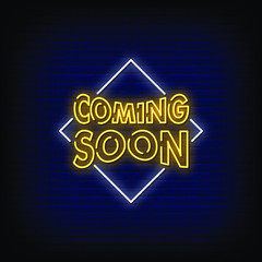 Coming Soon Neon Signs Style Text vector