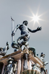 Fototapeta na wymiar The Neptune Fountain in Piazza del Nettuno. Bologna, Italy