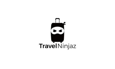 a combination of ninja with suitcase logo design