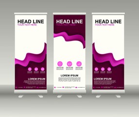 Roll up banner stand. Vertical Vector template design. Modern Flag Banner Design with abstract background can be used for Annual Report, Cover, Flyer, Magazine, Presentation, Poster, Website