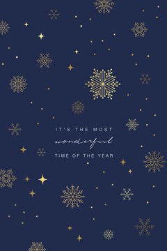Holiday greeting card design with snowflakes.