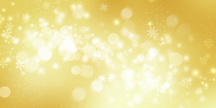 Circle light on yellow background / blurred of Light gold sparkle background.
