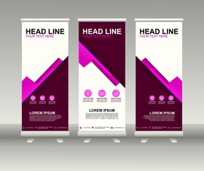 Roll up banner stand. Vertical Vector template design. Modern Flag Banner Design with abstract background can be used for Annual Report, Cover, Flyer, Magazine, Presentation, Poster, Website