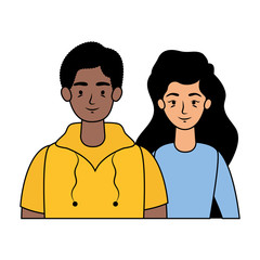 young interracial couple avatars characters