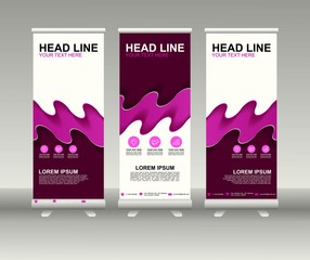 Roll up banner stand. Vertical Vector template design. Modern Flag Banner Design with abstract background can be used for Annual Report, Cover, Flyer, Magazine, Presentation, Poster, Website