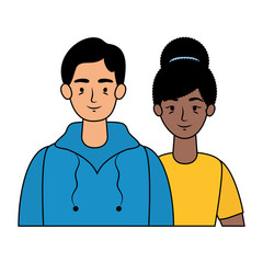 young interracial couple avatars characters