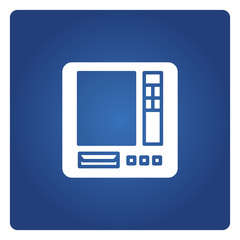 ATM, automated teller machine in blue background