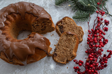 home made traditional Gingerbread Bundt Cake for Christmas