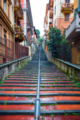 Fototapeta na wymiar Steps for upper part old town - La Spezia, Italy
