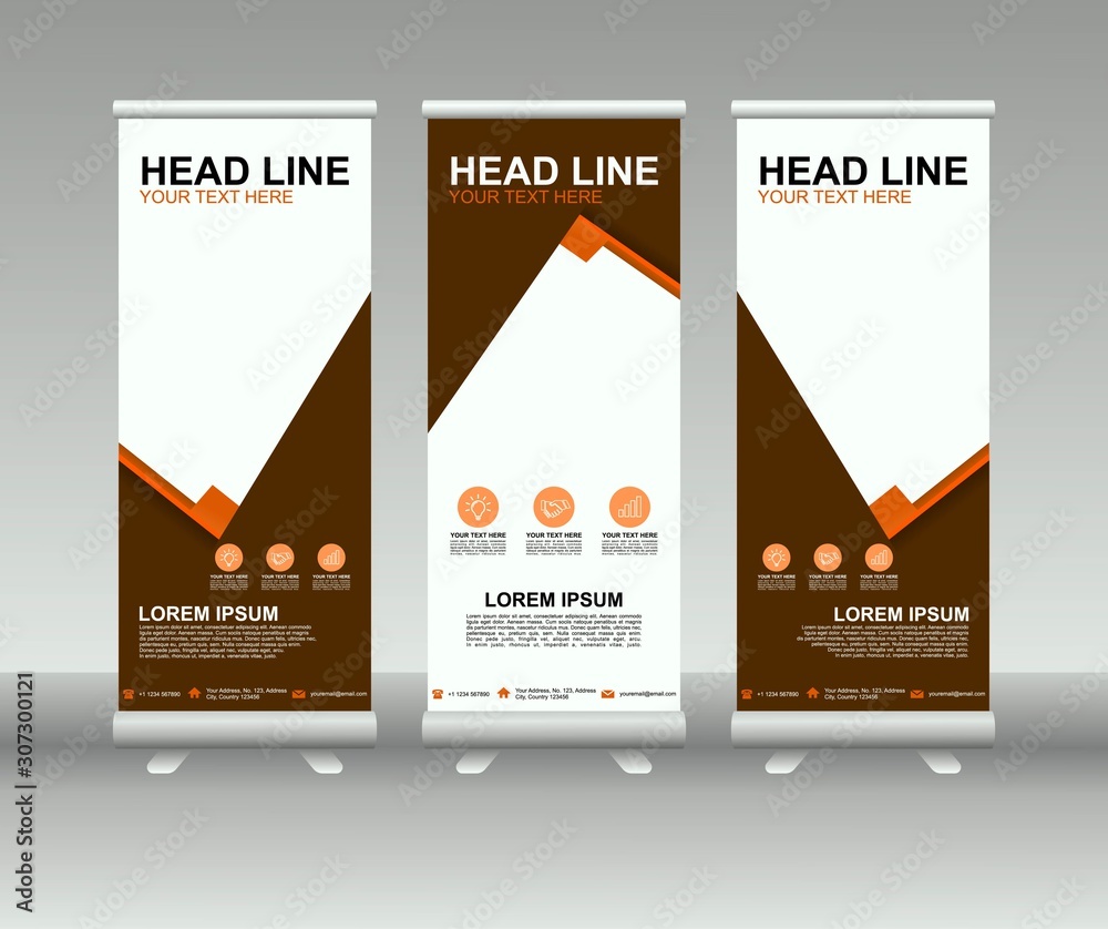 Canvas Prints roll up banner stand. modern vertical flag banner template design with abstract background can be us