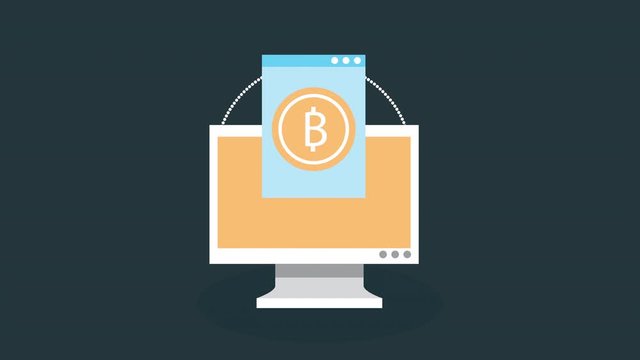desktop computer display with bitcoin