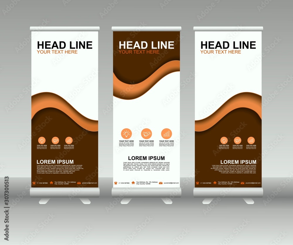 Canvas Prints roll up banner stand. modern vertical flag banner template design with abstract background can be us