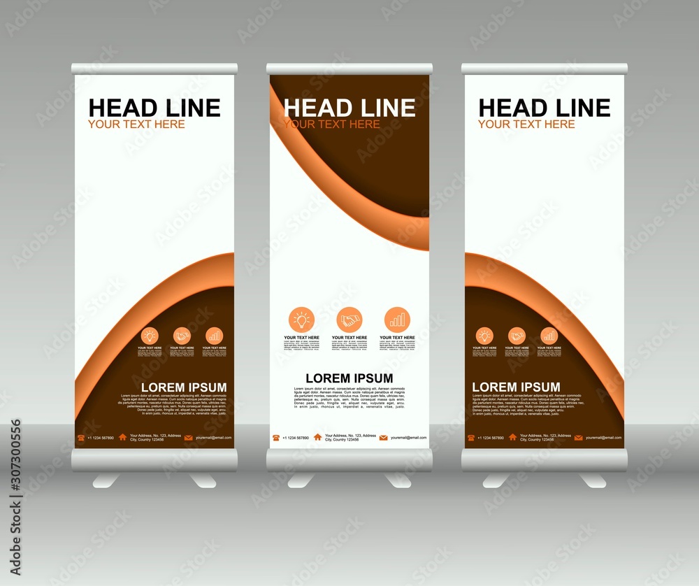 Canvas Prints roll up banner stand. modern vertical flag banner template design with abstract background can be us