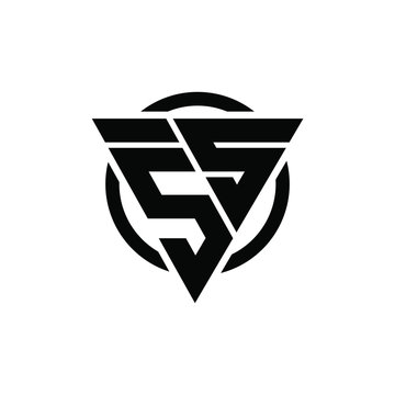5S S5 SS Triangle Logo Circle Monogram Design Vector Super Hero Concept
