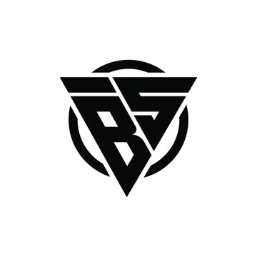 BS SB Triangle Logo Circle Monogram Design Vector Super Hero Concept