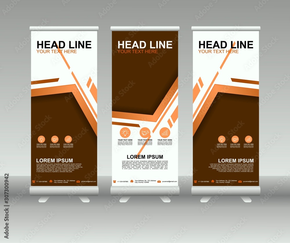 Canvas Prints roll up banner stand. modern vertical flag banner template design with abstract background can be us