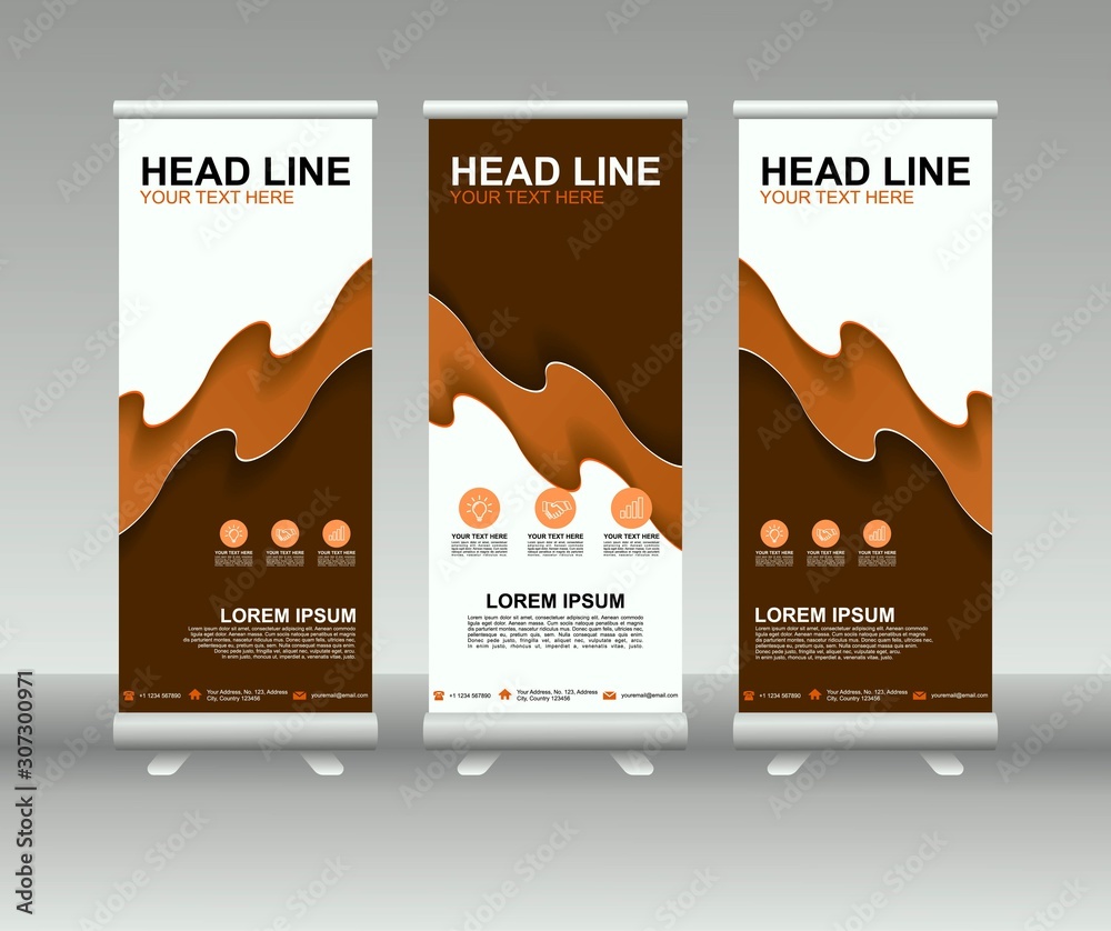 Canvas Prints roll up banner stand. modern vertical flag banner template design with abstract background can be us