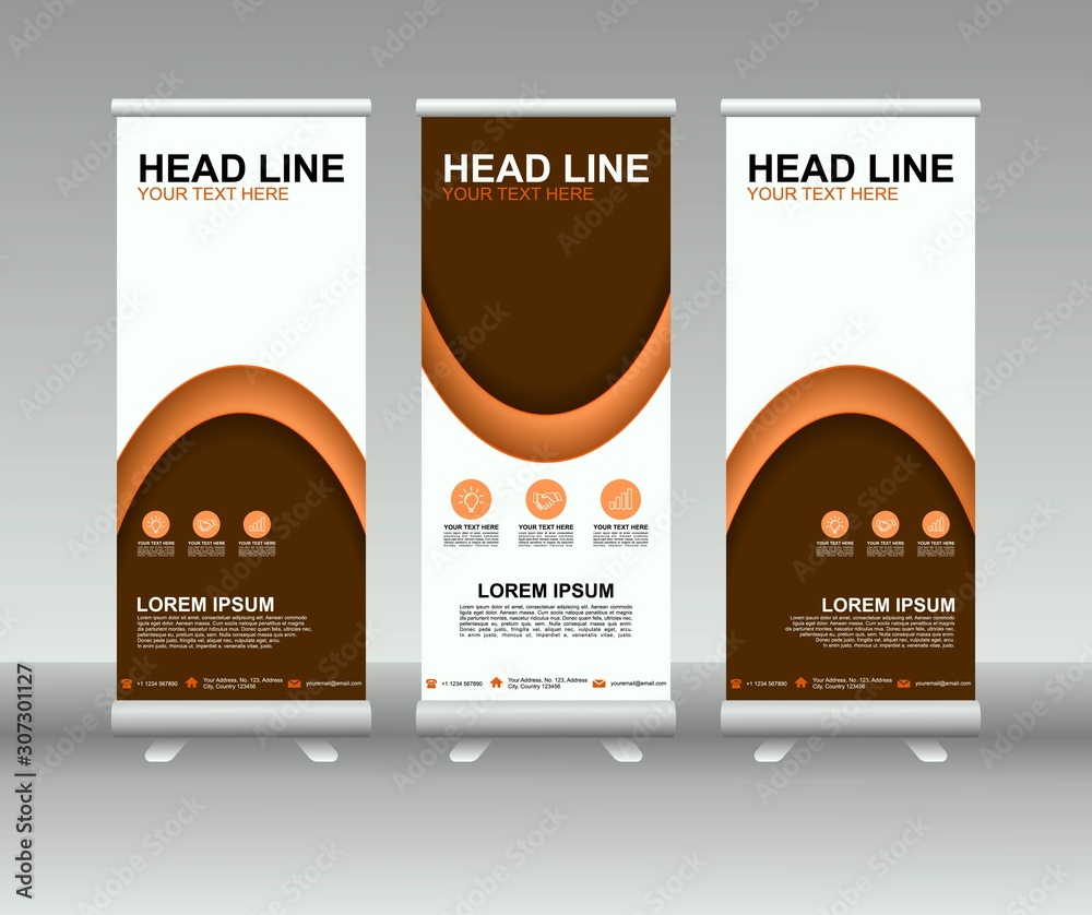Canvas Prints roll up banner stand. modern vertical flag banner template design with abstract background can be us