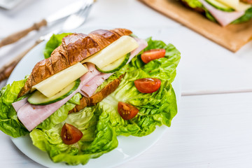 French croissant with ham