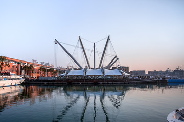 Panoramic view of the port Genoa ( Genova ), Italy