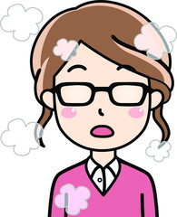 メガネがくもる女性