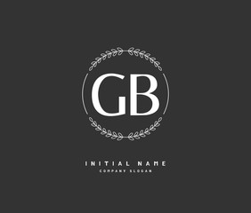 G B GB Beauty vector initial logo, handwriting logo of initial signature, wedding, fashion, jewerly, boutique, floral and botanical with creative template for any company or business.