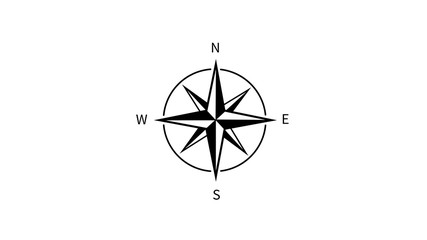 compass rose with North, South, East and West indicated
