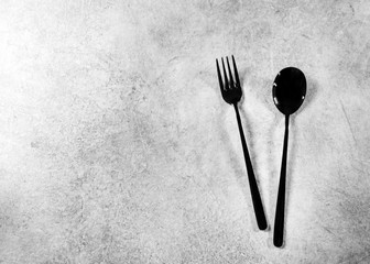 fork and Spoon in restaurant, Table place setting