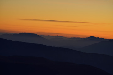 Sunrise shine over the hills. Beautiful morning