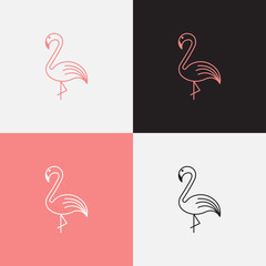 Flamingo Logo With Simple Lines in Pink Color