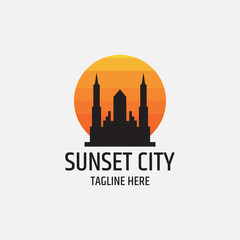 Fototapeta premium vector logo evening city at sunset