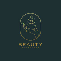 Botanical Hand Logo Design Vector