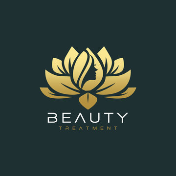 lotus flower beauty salon and hair treatment logo
