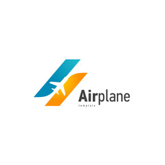 Airplane logo blue flight up stripes