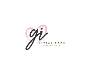 G I GI Beauty vector initial logo, handwriting logo of initial signature, wedding, fashion, jewerly, boutique, floral and botanical with creative template for any company or business.