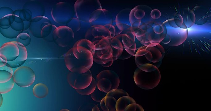 Beautiful colored bubbles on screen create movement