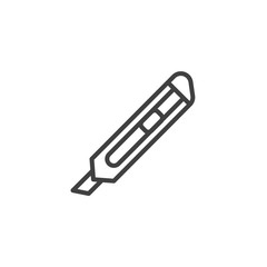Paper cutter line icon. linear style sign for mobile concept and web design. Knife Tool outline vector icon. Symbol, logo illustration. Vector graphics