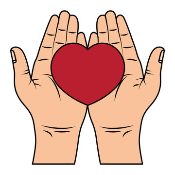 hands lifting heart love icon