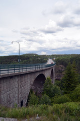 Bridge on the border of Norway and Sweden. Osfold Region, Norway